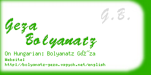 geza bolyanatz business card